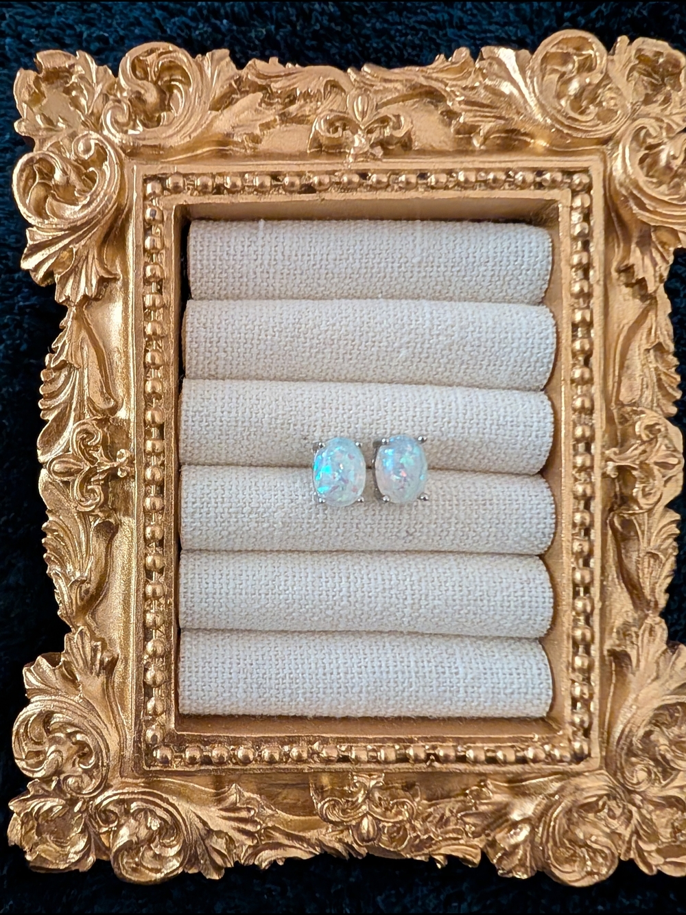 White Opal and silver Earrings with Iridescent Flashes